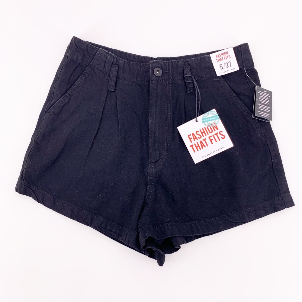 Celebrity Pink 5 / 27 Black Pleated Front Ultra High-Rise Denim Shorts